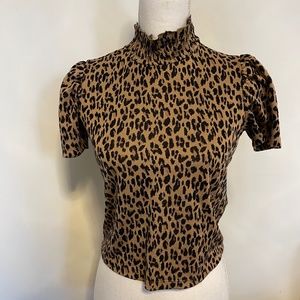 ZARA ANIMAL PRINT SHORT SLEEVE TURTLE NECK